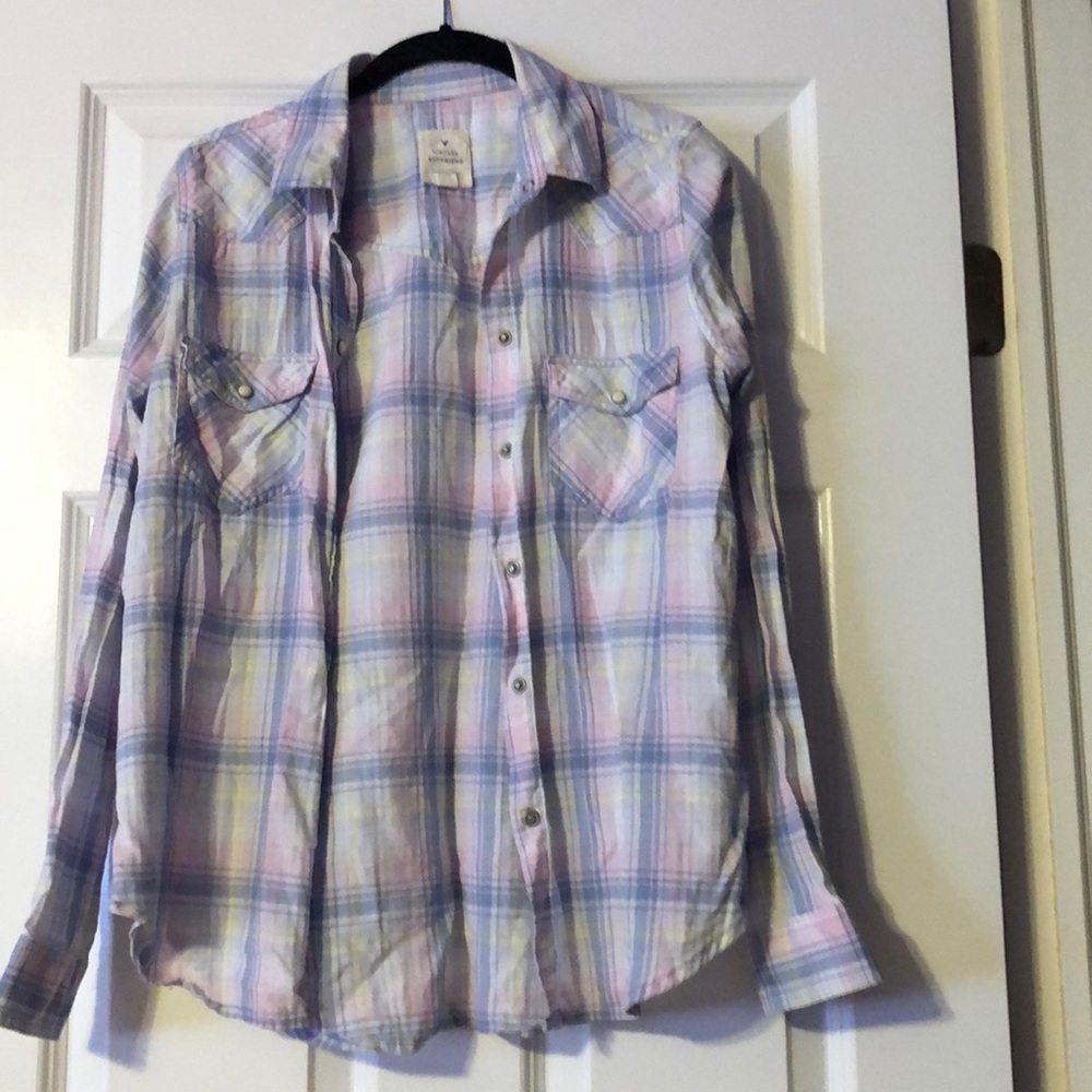 Pastel plaid button up
